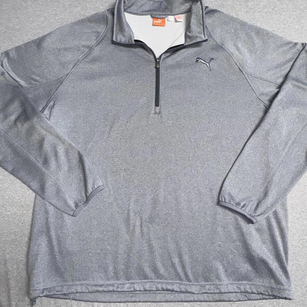 Puma Men's Gray Quarter-Zip Pullover Golf Outerwear Sweatshirt XXL